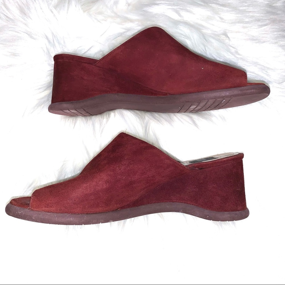 DONNA KARAN NY Suede Leather Wedge Mules